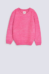 GIRLS DROP SHOULDER TWISTED YARN SWEATER