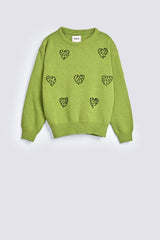 GIRLS DROP SHOULDER EMBELLISHED SWEATER