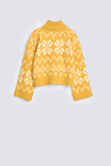 GIRLS JACQUARD CROPPED SWEATER