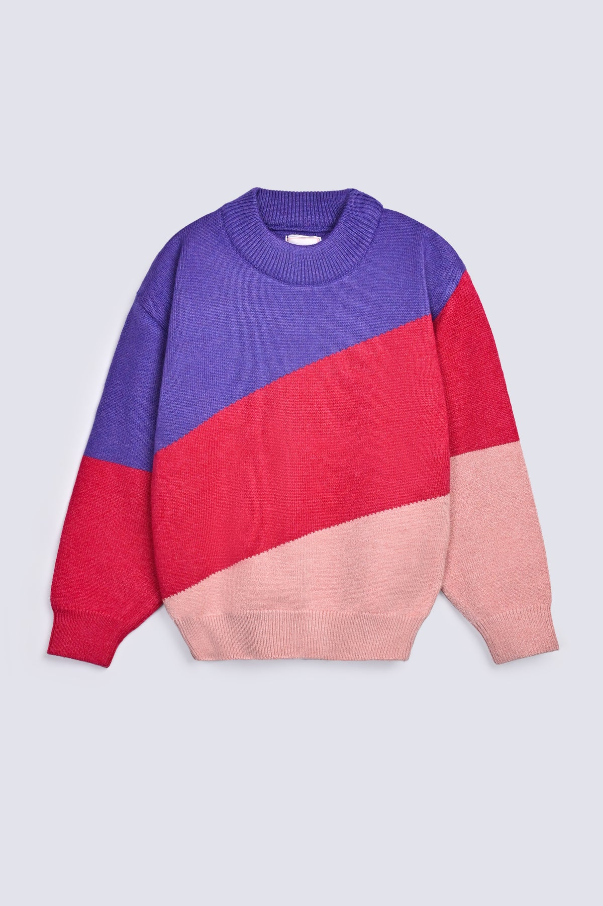 GIRLS DROP SHOULDER COLOR BLOCK SWEATER