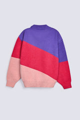 GIRLS DROP SHOULDER COLOR BLOCK SWEATER