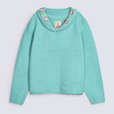 GIRLS EMBROIDERED COLLAR KNIT SWEATER