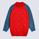 BOYS HIGH NECK CONTRAST RAGLAN SLEEVE SWEATER