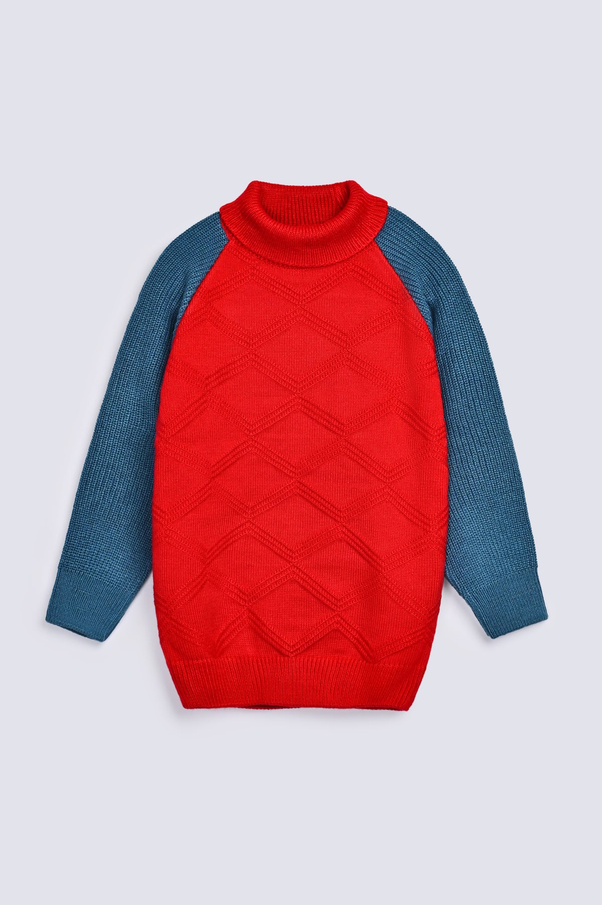 BOYS HIGH NECK CONTRAST RAGLAN SLEEVE SWEATER