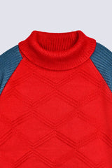 BOYS HIGH NECK CONTRAST RAGLAN SLEEVE SWEATER