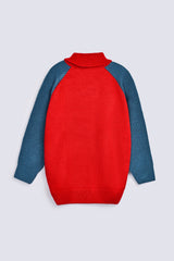 BOYS HIGH NECK CONTRAST RAGLAN SLEEVE SWEATER