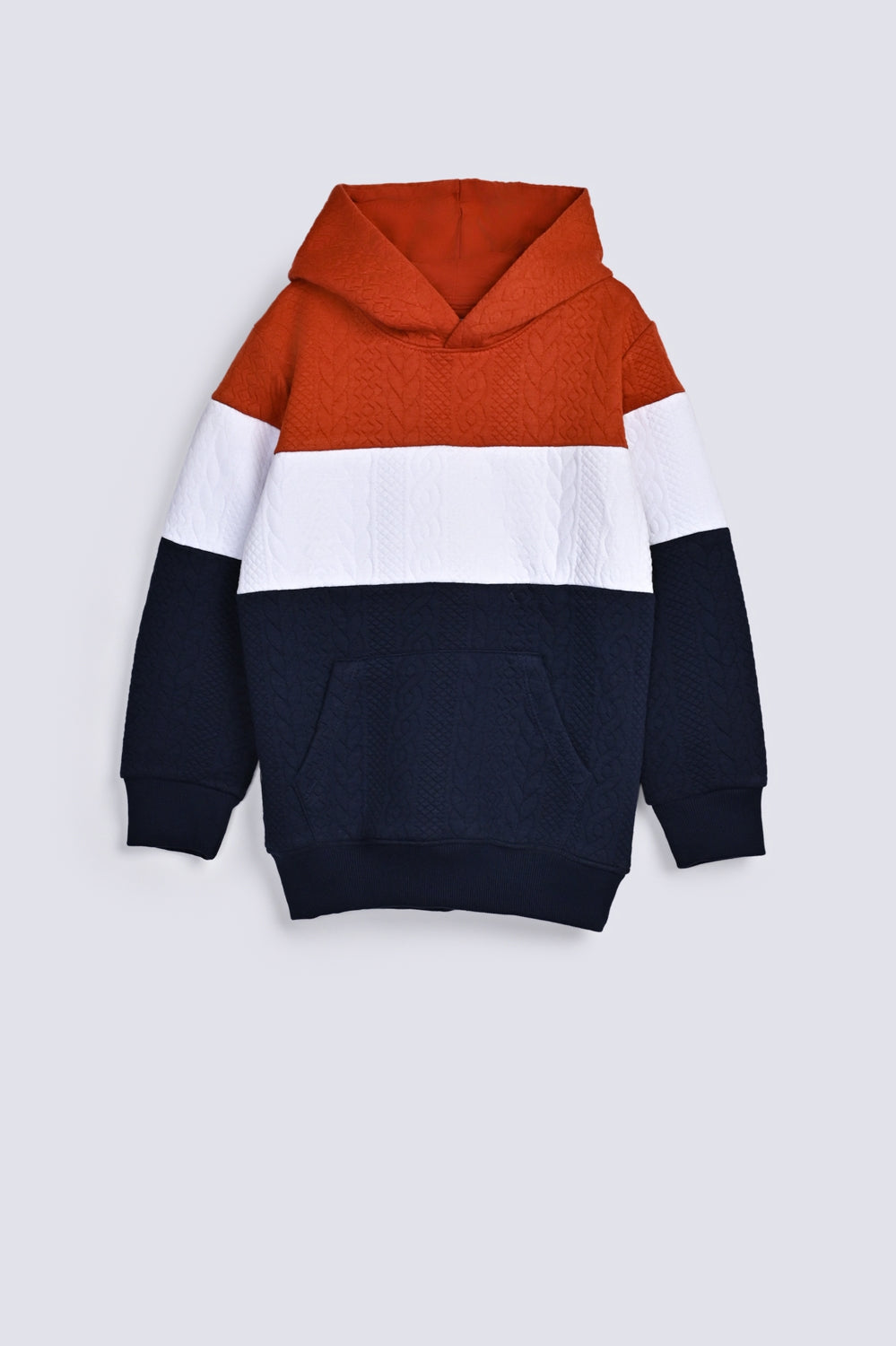 BOYS CABLE JACQUARD HOODED TOP