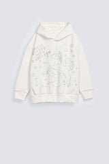 GIRLS DROP SHOULDER HOODED TOP