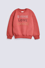 GIRLS DROP SHOULDER EMBELLISHED SWEATSHIRT