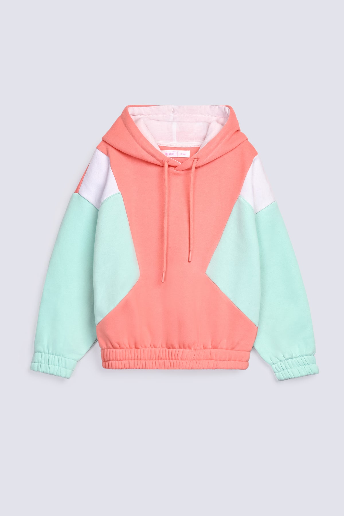 GIRLS DROP SHOULDER COLOR BLOCKING HOODIE