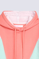 GIRLS DROP SHOULDER COLOR BLOCKING HOODIE