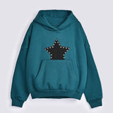 GIRLS DROP SHOULDER STUDED HOODED TOP