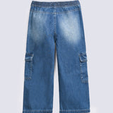 GIRLS LOOSE CARGO DENIM