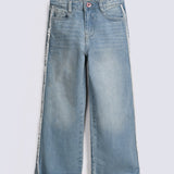 GIRLS WIDE LEG FRAYED DENIM