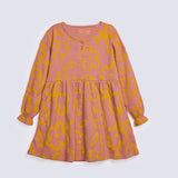 GIRLS PRINTED RIBBED DRESS