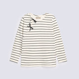 GIRLS BOW DETAIL STRIPER T SHIRT