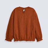 GIRLS ELASTICATED HEM FULL SLEEVE T-SHIRT