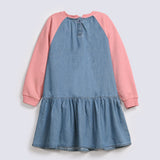 GIRLS DENIM MICKEY PRINTED DRESS