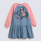 GIRLS DENIM MICKEY PRINTED DRESS