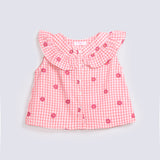 GIRLS FLORAL CHECKERED TOP