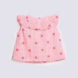 GIRLS FLORAL CHECKERED TOP