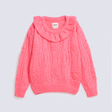 GIRLS DROP SHOULDER CABLE KNIT SWEATER