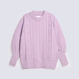 GIRLS CABLE KNIT SWEATER WITH PEARLS