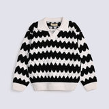GIRLS POINTELLE STRIPED SWEATER