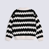 GIRLS POINTELLE STRIPED SWEATER