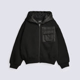 BOYS QUILTED DETAIL HOODED TOP