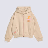 GIRLS OVERSIZED ZIPPER HOODED TOP