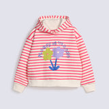 GIRLS STRIPED PRINTED HOODED TOP