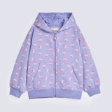 GIRLS FLORAL ZIPPER HOODED TOP
