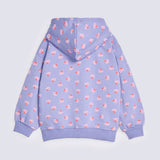 GIRLS FLORAL ZIPPER HOODED TOP