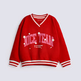 GIRLS DROP SHOULDER VARSITY SWEATSHIRT