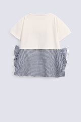 GIRLS APLIQUE T SHIRT WITH FRILL