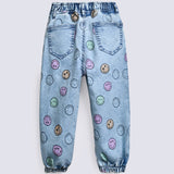 GIRLS PRINTED JOGGER DENIM