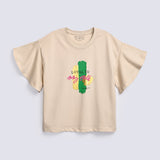 GIRLS BOXY FIT TEXT PRINTED T SHIRT