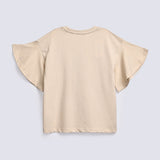 GIRLS BOXY FIT TEXT PRINTED T SHIRT
