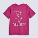 GIRLS DROP SHOULDER FLORAL PRINTED T SHIRT