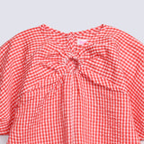 GIRLS CHECKERED RING EMBELLISHED TOP