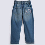 GIRLS HELLO KITTY EMBROIDERED DENIM