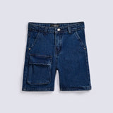 BOYS CARGO POCKET DENIM SHORTS