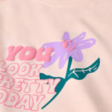 GIRLS FLOWER TEXT PRINTED T SHIRT