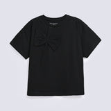 GIRLS BOXY FIT BOW DETAIL T SHIRT