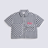 GIRLS DROP SHOULDER CHECKERED BARBIE SHIRT