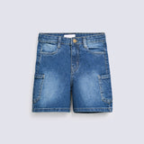 GIRLS CARGO DENIM SHORTS
