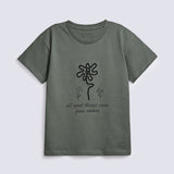 GIRLS DROP SHOULDER FLOWER T SHIRT