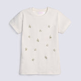 GIRLS EMBELLISHED RIBBED T SHIRT