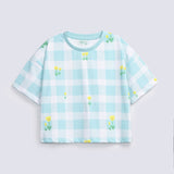 GIRLS BOXY CHECKERED T SHIRT